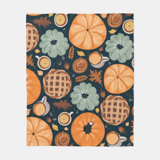 Cute seamless autumn pattern background フリースブランケット (正面)