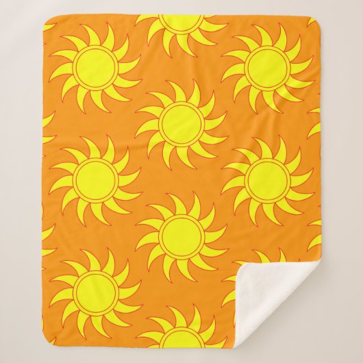 Cute seamless pattern of sun. Doodle hand drawn st シェルパブランケット (正面)