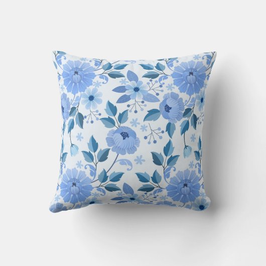 cute Seamless pattern with flowers and leaves on b クッション (裏面)