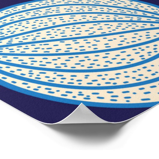 Cute seamless pattern with jellyfish, shells, fish ポスター (角)