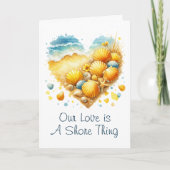 Cute Seashell Heart Beach Love Valentine's Day シーズンカード (正面)