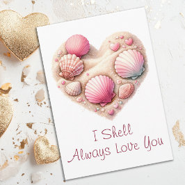 Cute Seashell Heart Beach Love Valentine's Day シーズンカード