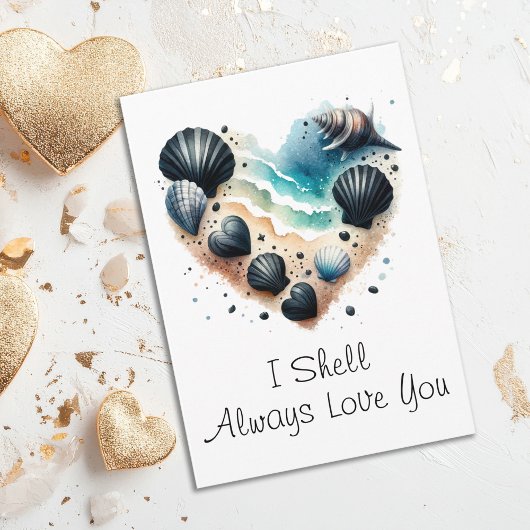 Cute Seashell Heart Beach Love Valentine's Day シーズンカード