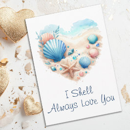 Cute Seashell Heart Beach Love Valentine's Day シーズンカード