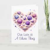 Cute Seashell Heart Beach Love Valentine's Day シーズンカード (正面)