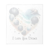 Cute Seashell Heart Beach Love Valentine's Day ノートパッド (正面)