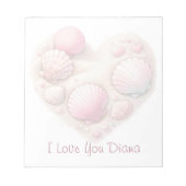 Cute Seashell Heart Beach Love Valentine's Day ノートパッド (正面)
