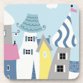 Cute Seaside Town illustration コースター (正面)