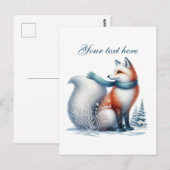 Cute Seasonal Winter fox lovers add text  ポストカード (正面/裏面)