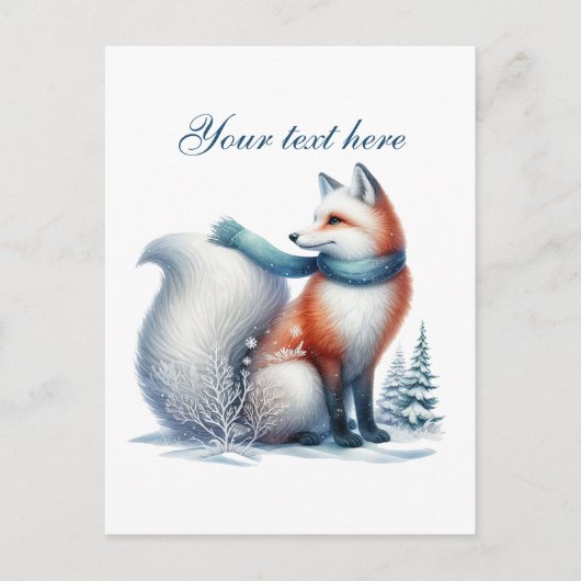 Cute Seasonal Winter fox lovers add text  ポストカード (正面)
