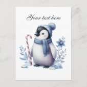 Cute Seasonal Winter penguin lovers add name  ポストカード (正面)