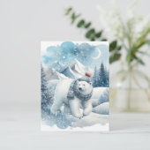 Cute Seasonal Winter polar bear Winter add text ポストカード (スタンド正面)