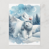 Cute Seasonal Winter polar bear Winter add text ポストカード (正面)