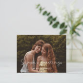 Cute Season's Greetings family photo(かわいい季節の挨拶の家族の シーズンポストカード (スタンド正面)