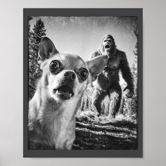 Cute Selfie Cryptid Chihuahua Humor Sasquatch Bigf ポスター (正面)
