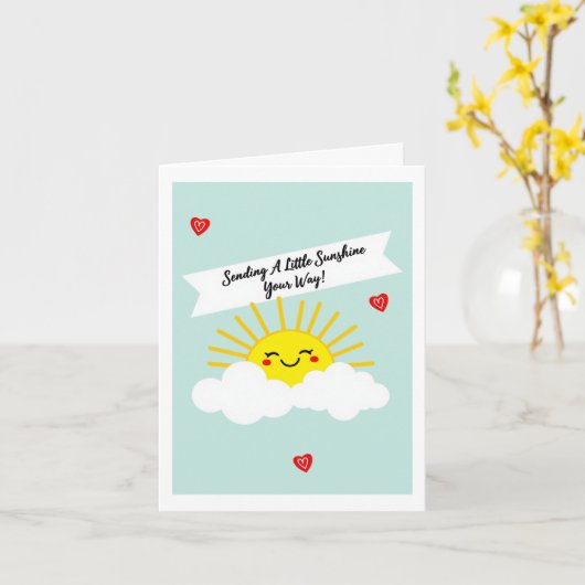 Cute Sending A Little Sunshine Thinking Of You Car カード (黄色い花)