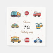 Cute Service Vehicle Birthday bash スタンダードカクテルナプキン (正面)