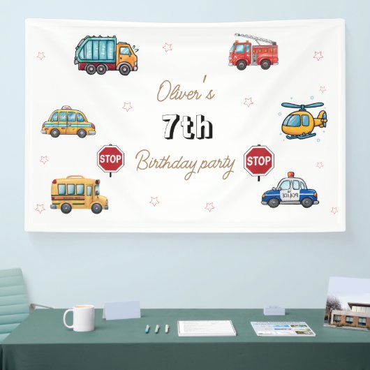 Cute Service Vehicle Birthday bash  横断幕 (トレードショー)