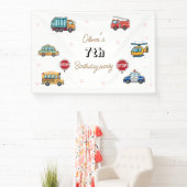 Cute Service Vehicle Birthday bash  横断幕 (インサイチュ)