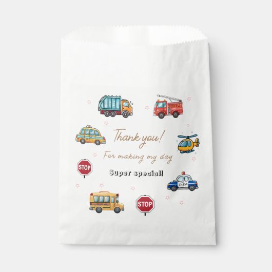Cute Service Vehicle Birthday bash Favor Bags フェイバーバッグ (正面)