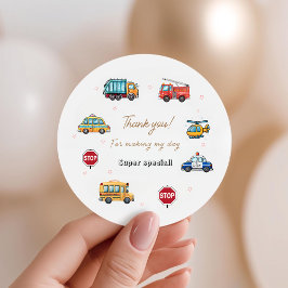 Cute Service Vehicle Birthday bash Favor Bags ラウンドシール