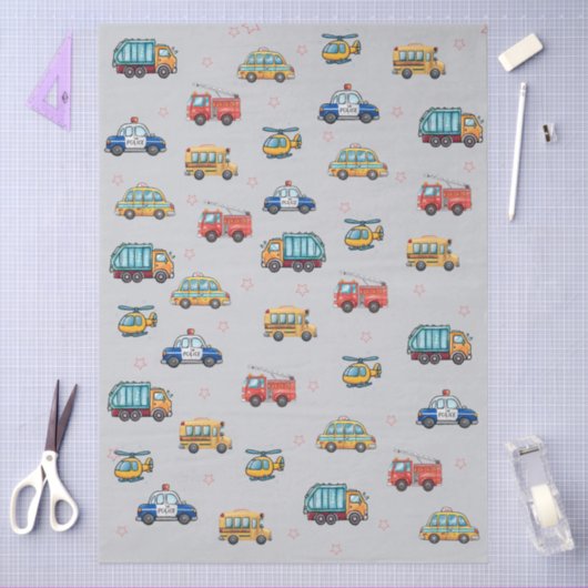 Cute Service Vehicles  薄葉紙 (クラフト)