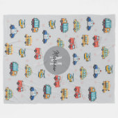 Cute Service Vehicles personalized フリースブランケット (正面(横))