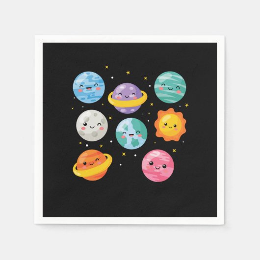 Cute Seven Planets Sun Solar System Galaxy Outer S スタンダードカクテルナプキン (正面)