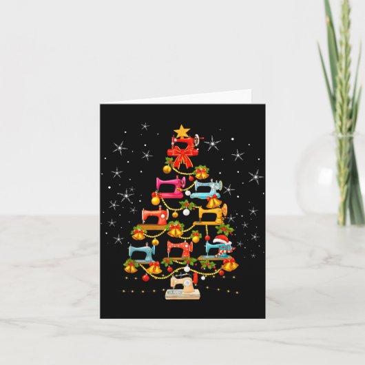 Cute Sewing Machine Christmas Tree Christmas Ornam カード (正面)