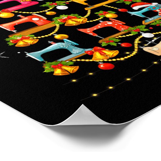 Cute Sewing Machine Christmas Tree Christmas Ornam ポスター (角)