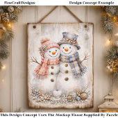 Cute Shabby Chic Snowman Couple FG2L Decoupage 薄葉紙