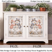 Cute Shabby Chic Snowman Couple FG2L Decoupage 薄葉紙