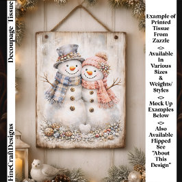 Cute Shabby Chic Snowman Couple FG2R Decoupage 薄葉紙