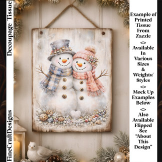 Cute Shabby Chic Snowman Couple FG2R Decoupage 薄葉紙