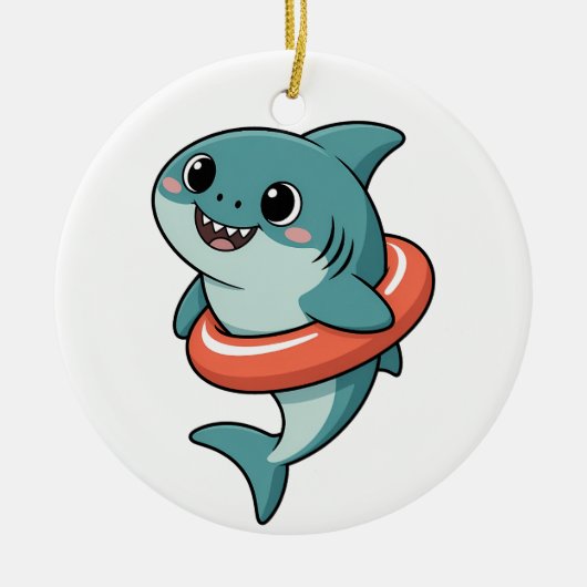 Cute Shark Baby With Float | Kids セラミックオーナメント (正面)