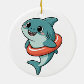 Cute Shark Baby With Float | Kids セラミックオーナメント (裏面)