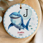 Cute shark christmas keepsake present personalized セラミックオーナメント