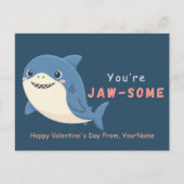 Cute Shark Valentine’s Day Card – You’re Jaw-Some シーズンポストカード (正面)