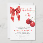 Cute She’s the Cherry on Top Bridal Shower 招待状 (正面)
