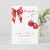 Cute She’s the Cherry on Top Bridal Shower 招待状 (スタンド正面)