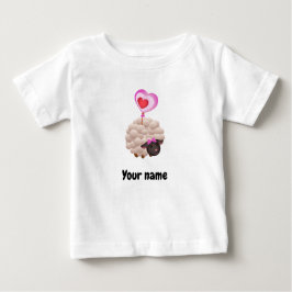 Cute Sheep Baby T-Shirt – Add Name ベビーTシャツ