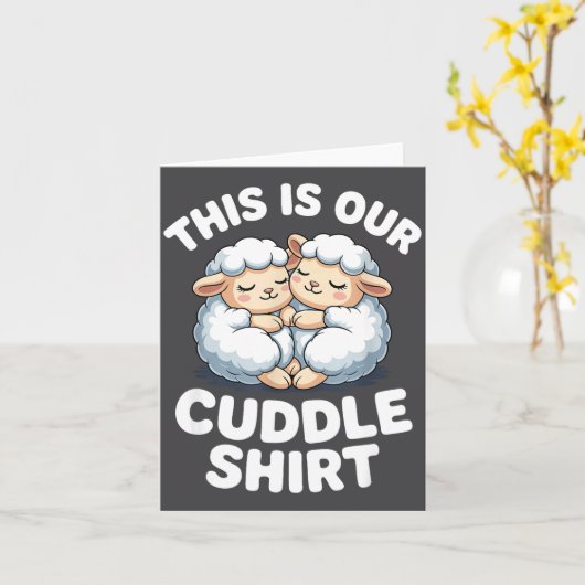 Cute Sheep Couple This Is Our Cuddle  カード (黄色い花)