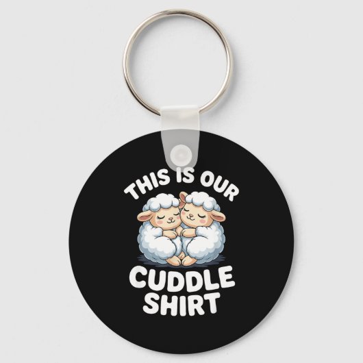 Cute Sheep Couple This Is Our Cuddle  キーホルダー (正面)