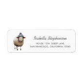 Cute Sheep Farm Animal Return Address ラベル (正面)