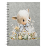 cute sheep in a meadow with flowers and Easter egg ノートブック (正面)