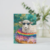 Cute Sheep on a Float Trip ポストカード (スタンド正面)