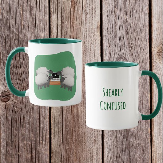 Cute Sheep Pun Design – Shearly Confused マグカップ