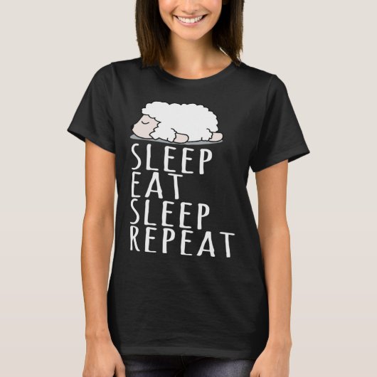 Cute sheep sleep eat repeat saying nightdress tシャツ (正面)