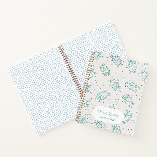 Cute Sheep – Whimsical Seamless Pattern ノートブック (内部)