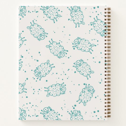 Cute Sheep – Whimsical Seamless Pattern ノートブック (裏面)